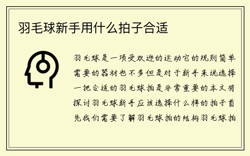 羽毛球新手用什么拍子合适